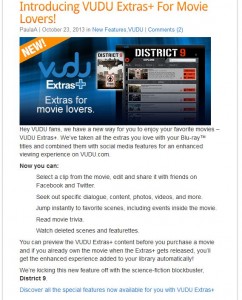 VUDU's Extras+ for movie lovers