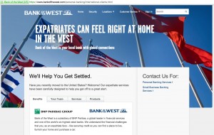 Bank of the West - International Clientele's micro-site